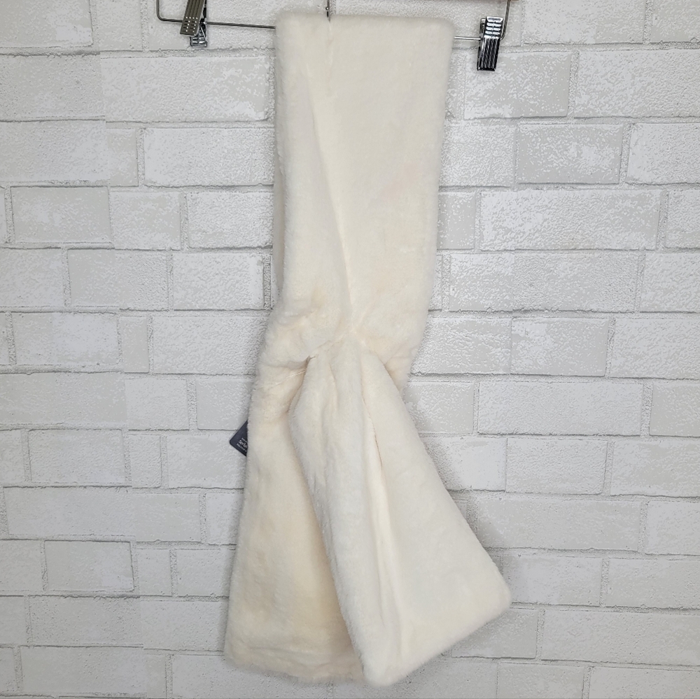 Sprigs Winter White Faux Fur Pull-Through Scarf With Zipper Pocket